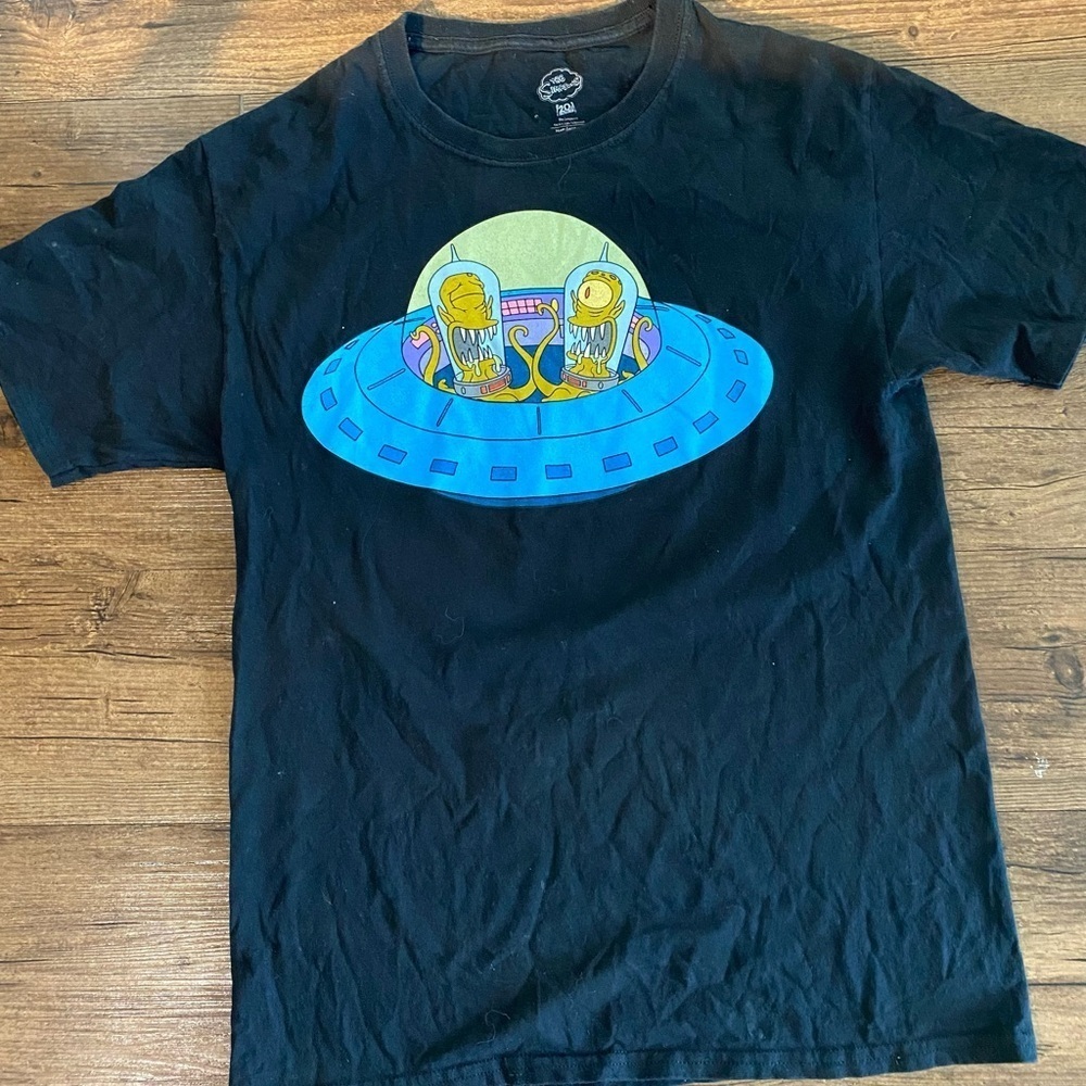 Black T-Shirt the simpsons Alien Graphic Size Small